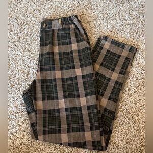 Gilded Intent Paper Bag Straight Legs Plaid Pants